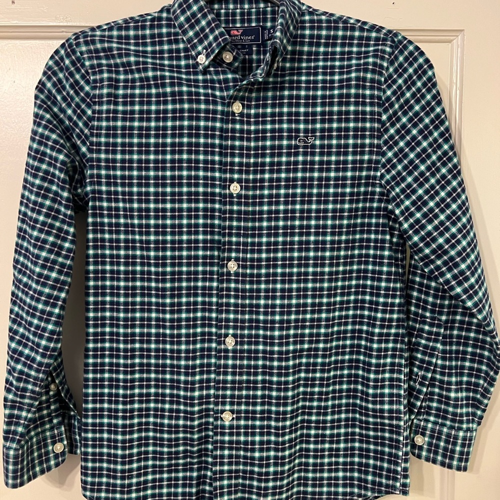 Vineyard Vines Boys Plaid Flannel Button Down Shirt Size S (8-10)